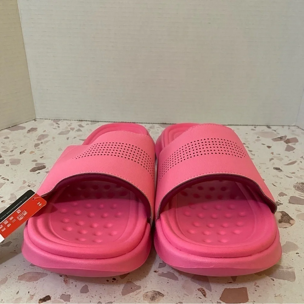 Under‎ Armour UA Unisex Size M12 W13.5 Ansa Elevate Slides Sandals in Pink